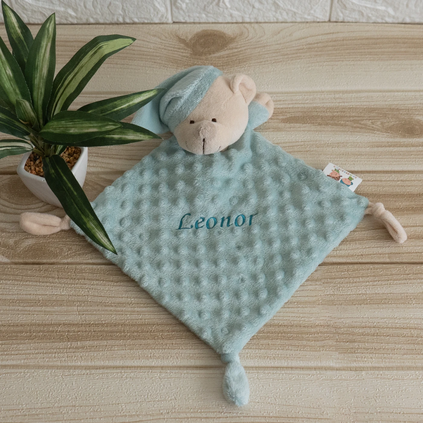 doudou topos osito bordado verde