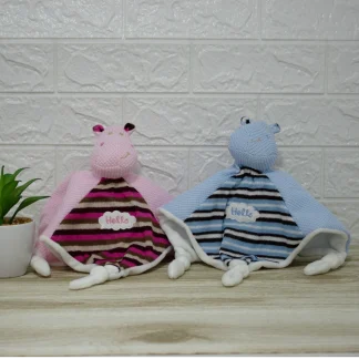 doudou texturas hipopótamo rosa y azul