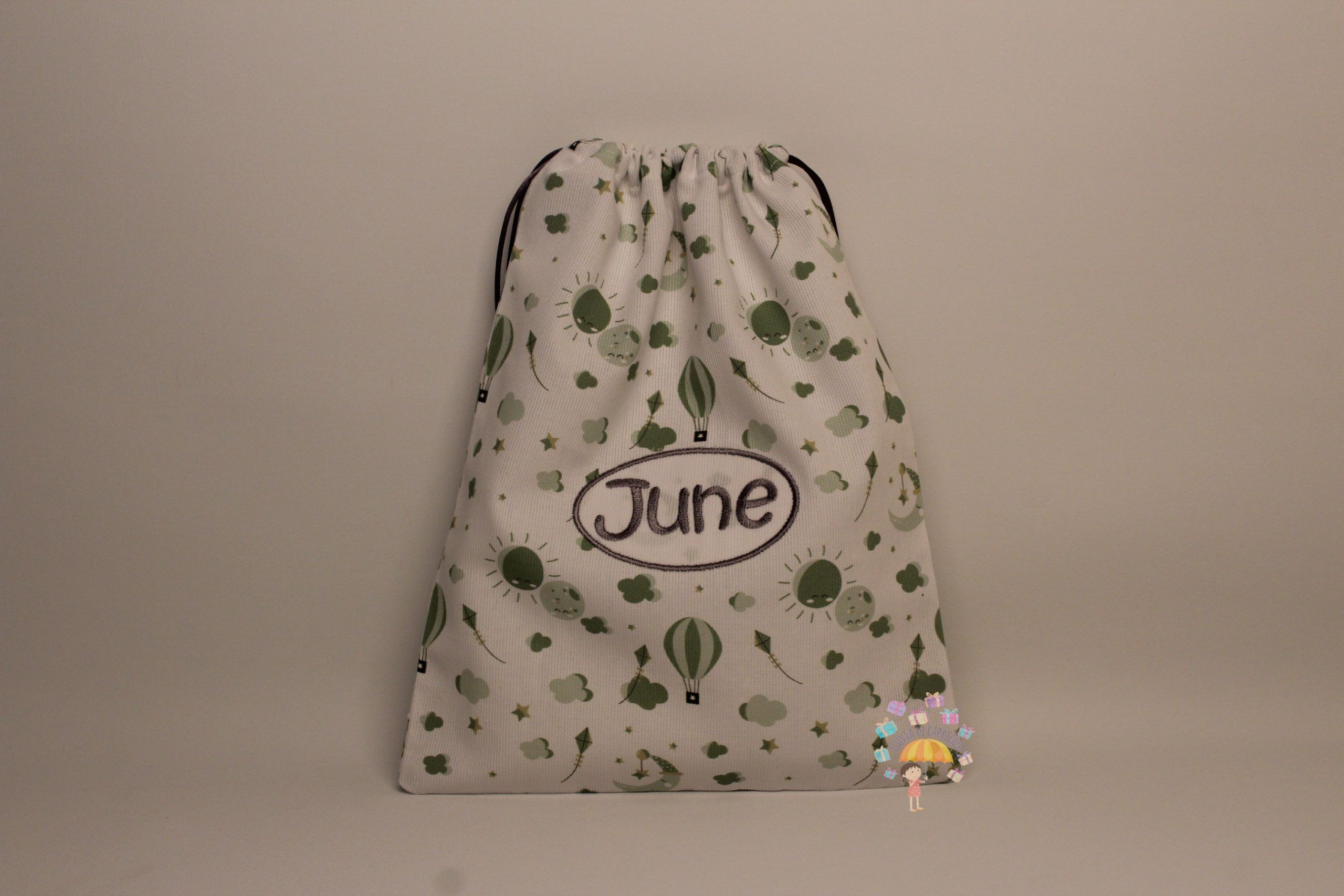 Canastilla bebe globos verde doudou verano - Imagen 4