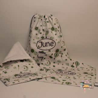 canastilla bebe verde-gris