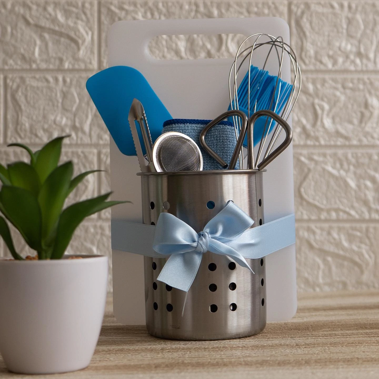 kit regalo utensilios cocina azul