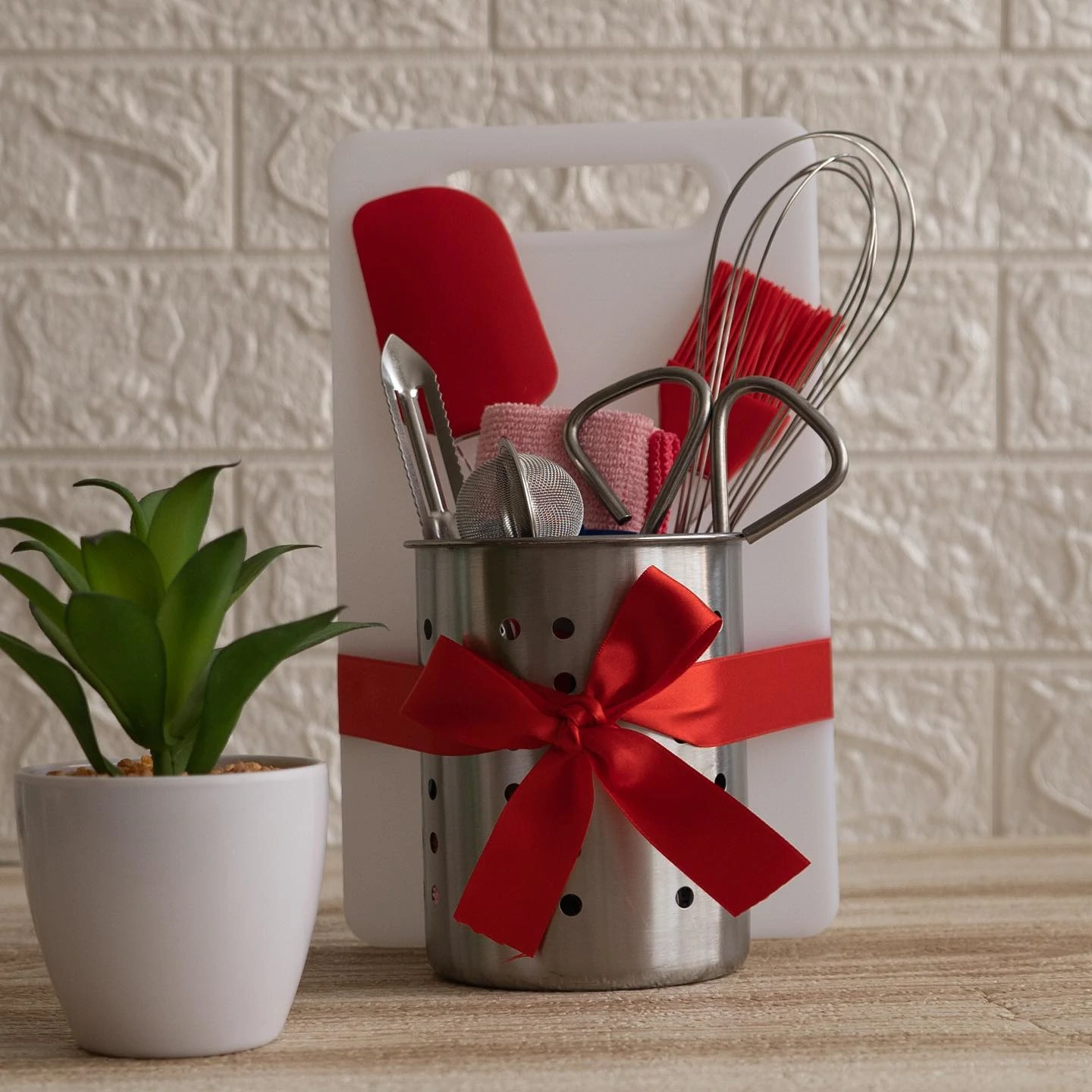 kit regalo utensilios cocina rojo