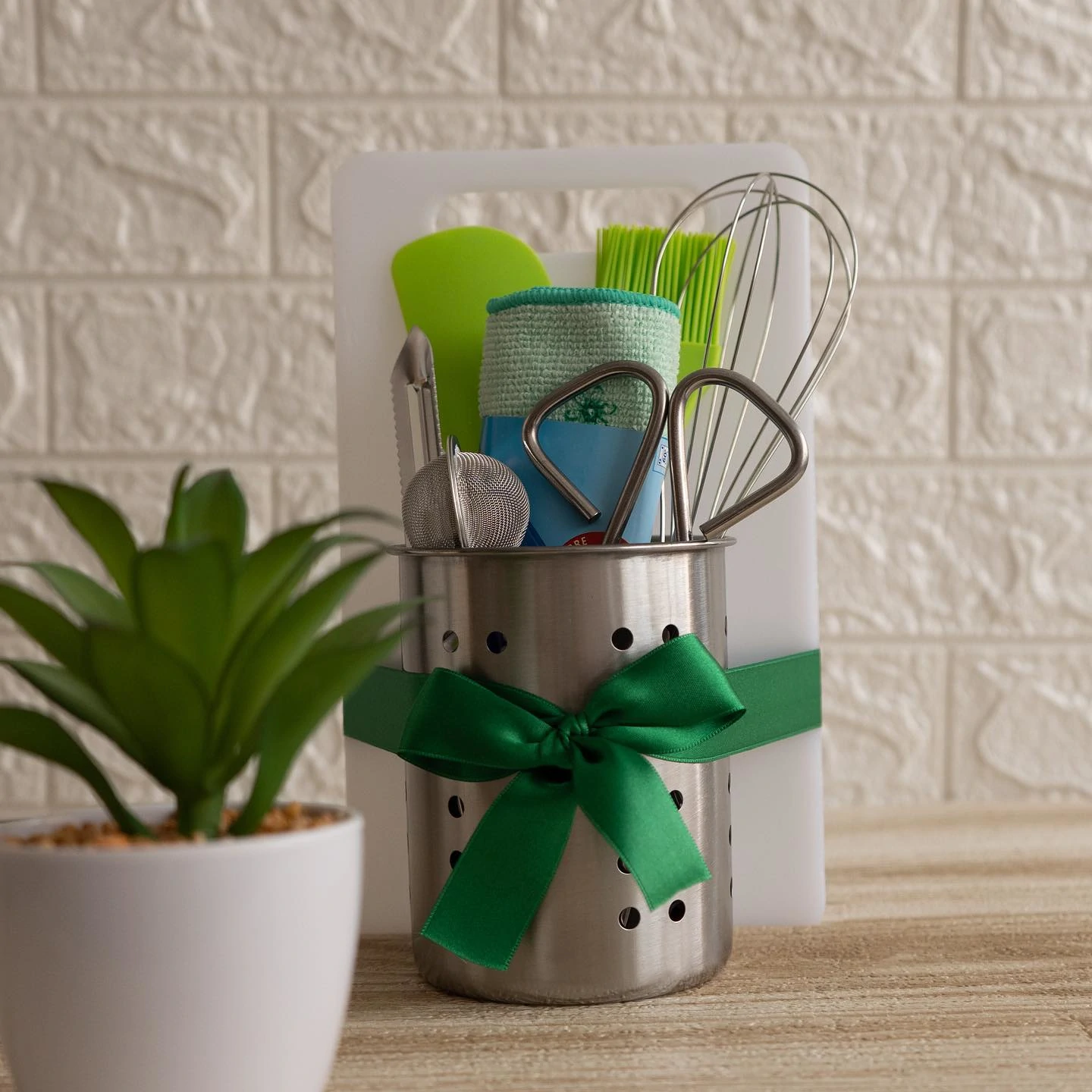 kit regalo utensilios cocina verde