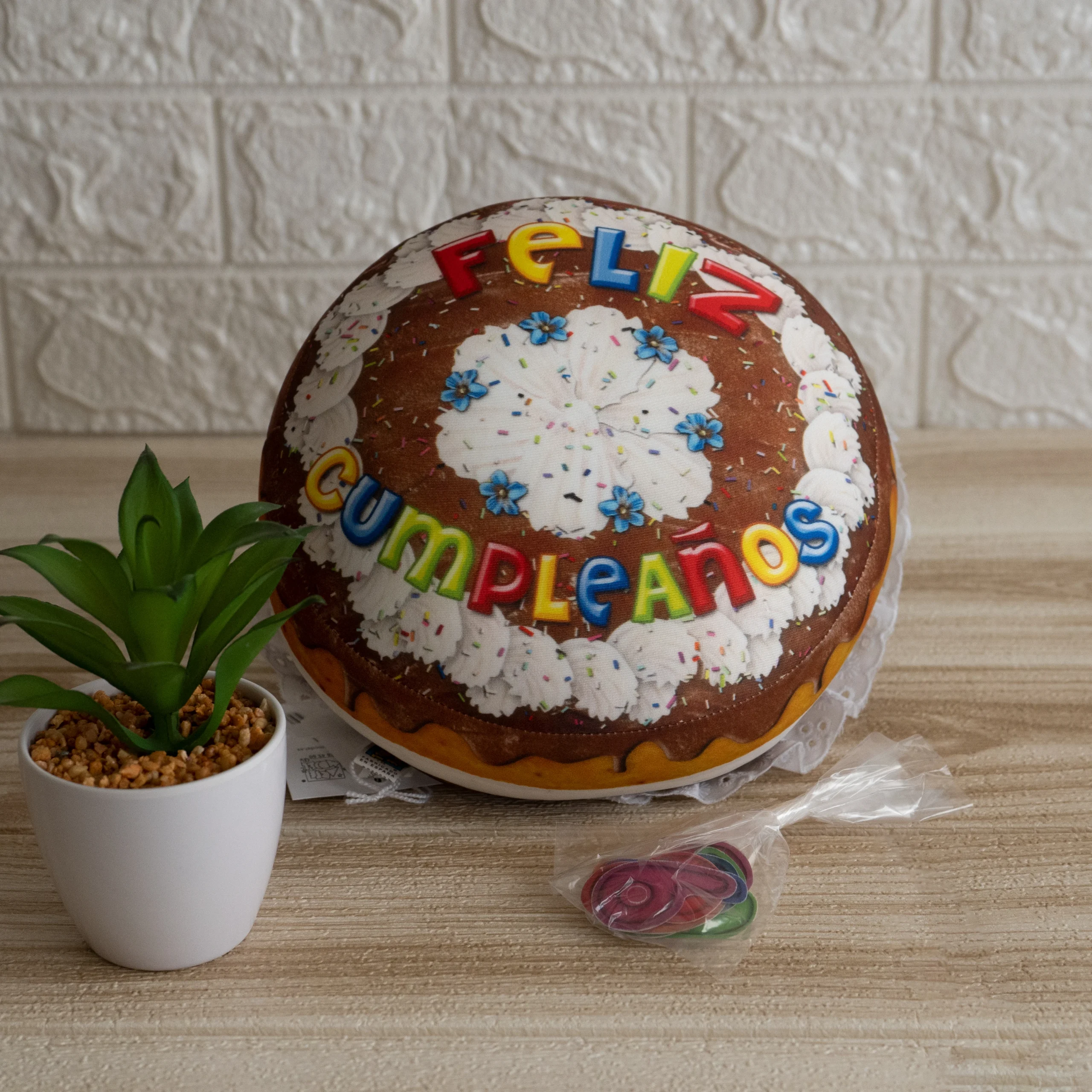 cojin tarta cumpleaños personalizable