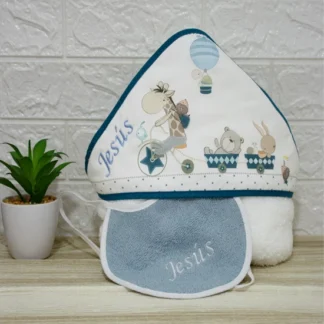 capa baño azul personalizable bebe