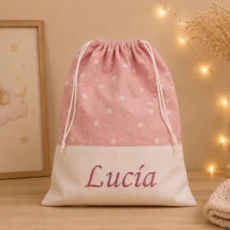 bolsita multiusos con nombre bordado