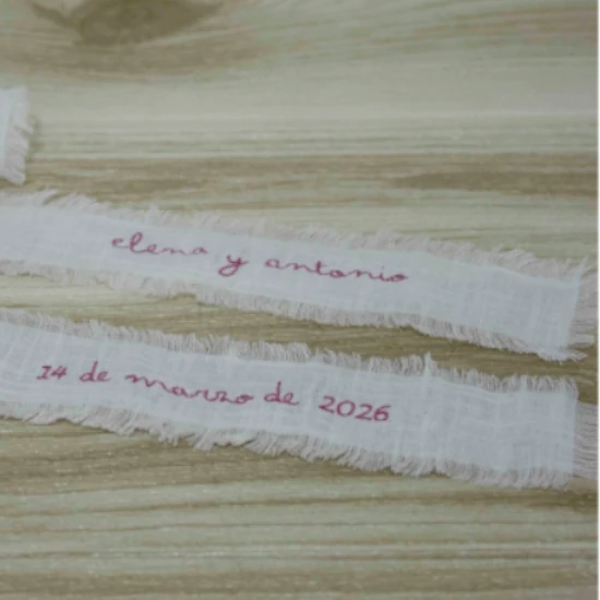 lazo ramo novia bordado tela de lino